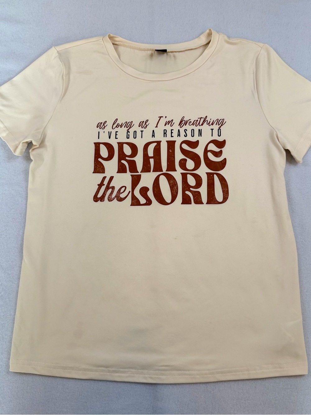 SHEIN Cream Graphic Tee with Brown Lettering